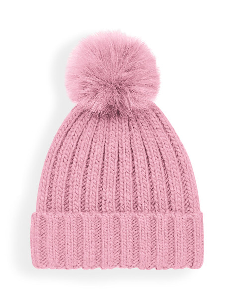 Verbier Fur Pop Pom Chunky Beanie - Black / ONE SIZE