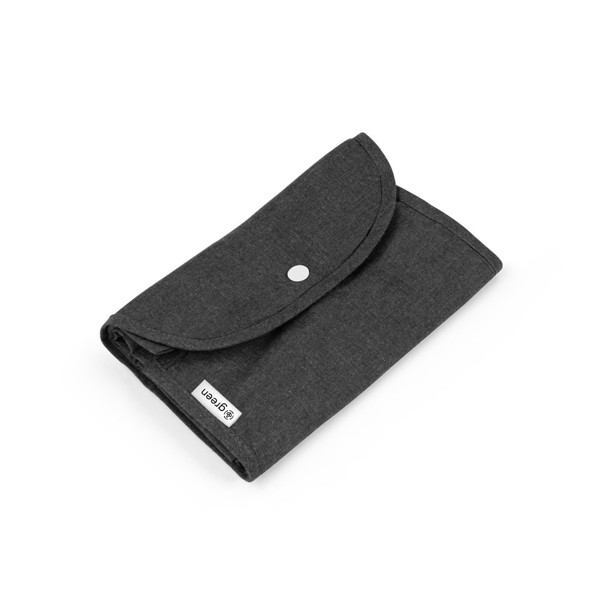 SIENA. Foldable bag in cotton (50%), recycled cotton (30%) and polyester (20% rPET) (140 g/m²) - Black