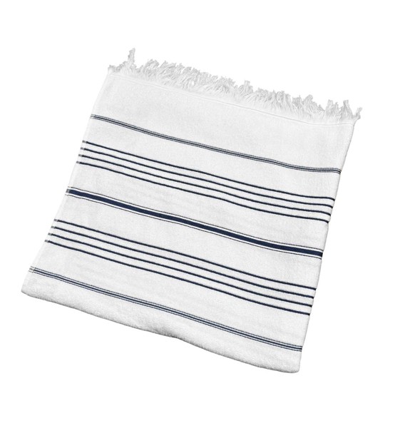 Olima Striped Beach&Spa Peshtemal Towel - White / Light Navy