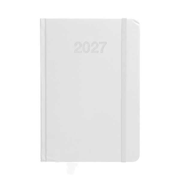 Agenda Giornaliera 2027, Copertina Rigida In Cartoncino Laminato - Bianco