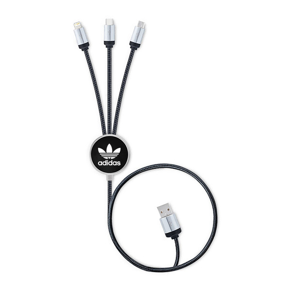 Charging USB cable LED 3in1 UC034 - BLACK