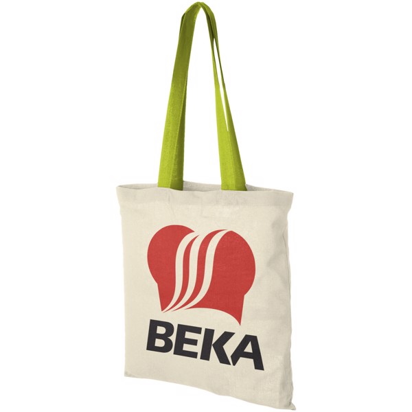 Nevada 100 g/m² cotton tote bag coloured handles 7L - Natural / Lime