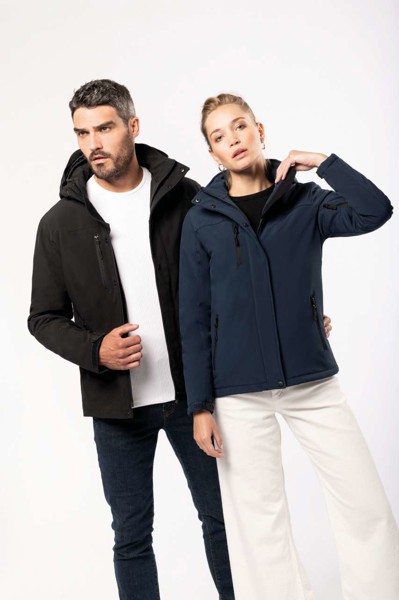 Ladies’ Hooded Softshell Lined Parka - Titanium / XL