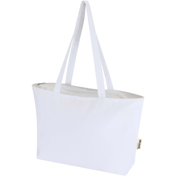 Ningbo 320 g/m² zippered cotton tote bag 15L - White