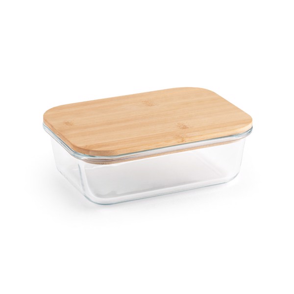 PS - PORTOBELLO. Lunch Box. Hermetic box in borosilicate glass and bamboo lid 1000 mL