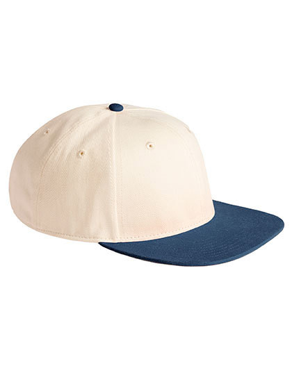 Contrast Flat Peak 6 Panel Cap - Natural / Navy / One Size
