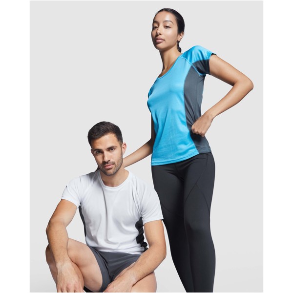 T-shirt sportiva a maniche corte da donna Shanghai - Verde fluo / Nero / XL