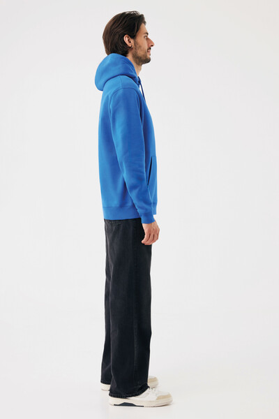 Sweat à capuche en coton recyclé IQONIQ Joshua - Bleu Royal / L