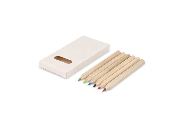 6 colouring pencils in recycled milkcarton box