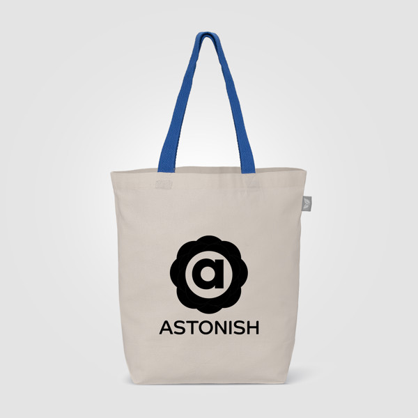 Sac shopping Tonga en coton recyclé à anses colorées – 11 L - Bleu roi / Transfert de chaleur