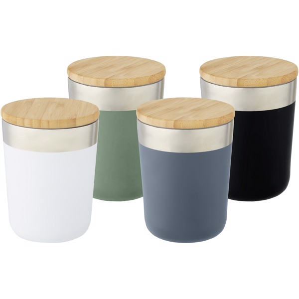 Copo térmico de 330 ml de cobre isolado a vácuo em aço inoxidável com tampa de bambu "Lagan" - Branco