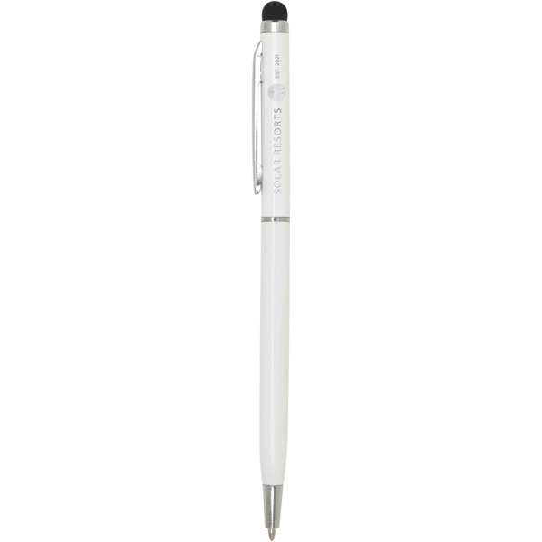 Ore aluminium ballpoint pen with stylus (blue ink) - White