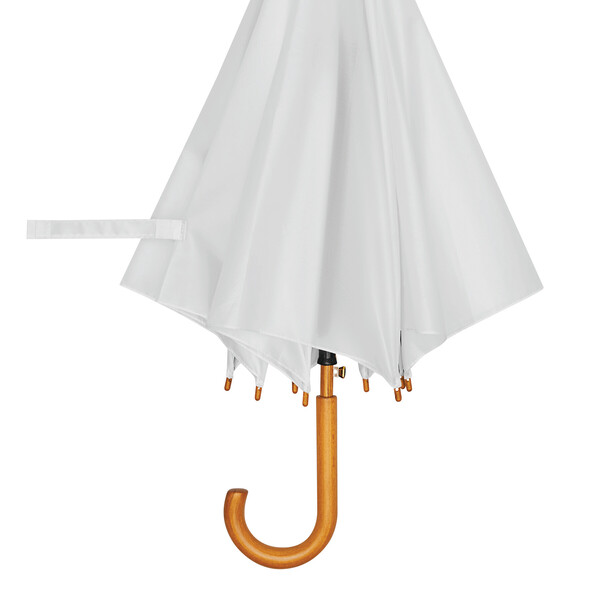 Automatic Wooden Stick Umbrella Jazz - White
