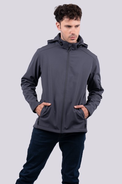 Men’S 3-Layer Detachable Hooded Softshell Jacket - Black / M