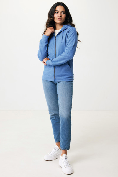 Mikina na zips s kapucňou Iqoniq Abisko z recykl. bavlny - Heather Blue / XXXL