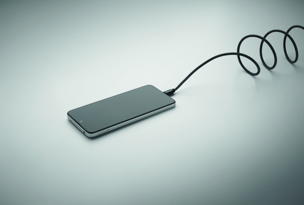 Braided magnetic cable in RPET - White / Black