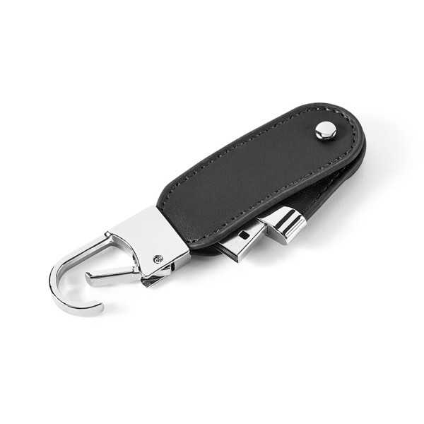 BRAGG 8GB. 8GB PU USB memory with carabiner clip - Black