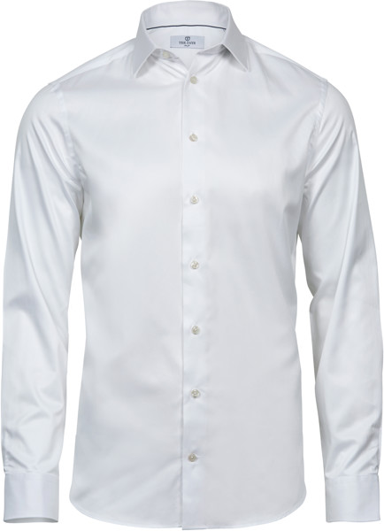 Razkošna srajca Twill Slim Fit z dolgimi rokavi Tee Jays | TJ 4021 - Bela / XL