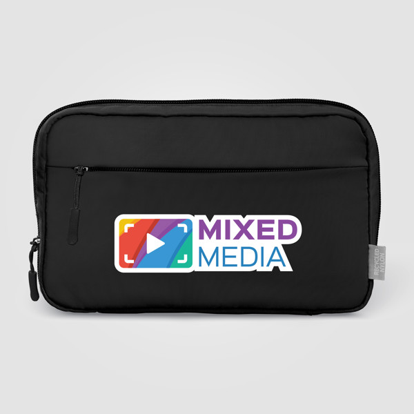 Mercer Recycled Nylon Dual-Pocket Organiser Pouch - 1.5L - Black / Heat transfer