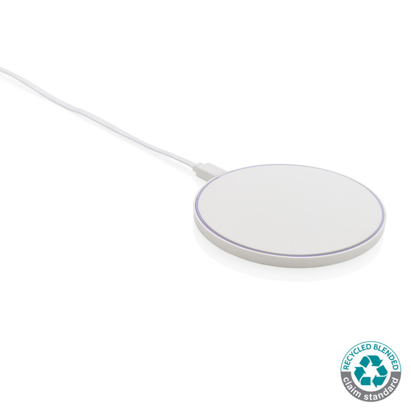 RCS standard recycled plastic 10W wireless charger - White