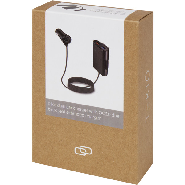 Double chargeur de voiture Pilot avec double chargeur de siège arrière étendu QC 3.0