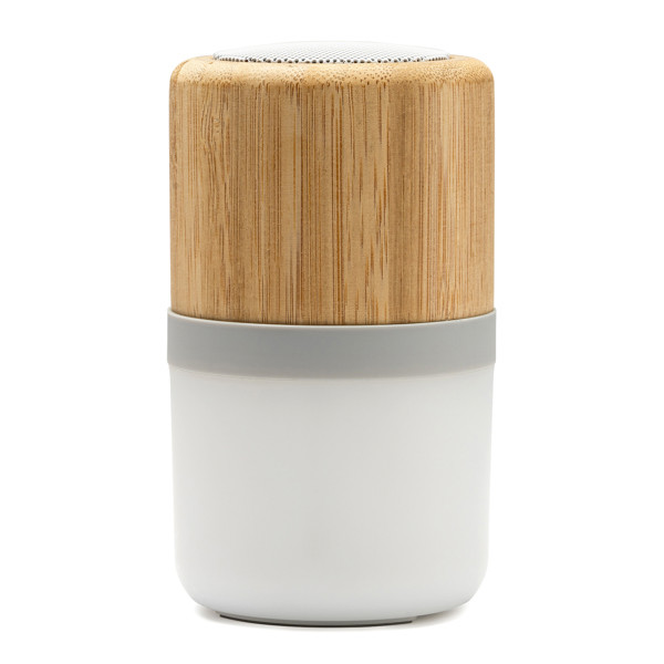 Altavoz inalámbrico personalizado de bambú con luz LED multicolor