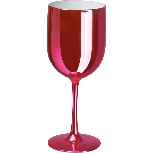 DOROTA Fényes műanyag talpas pohár, 460 ml - Pink