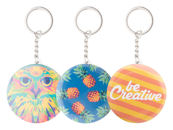 Pin Button Keyring KeyBadge Bottle