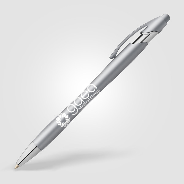 La Jolla Softy Monochrome Metallic Pen w/Stylus - Silver / Silkscreen