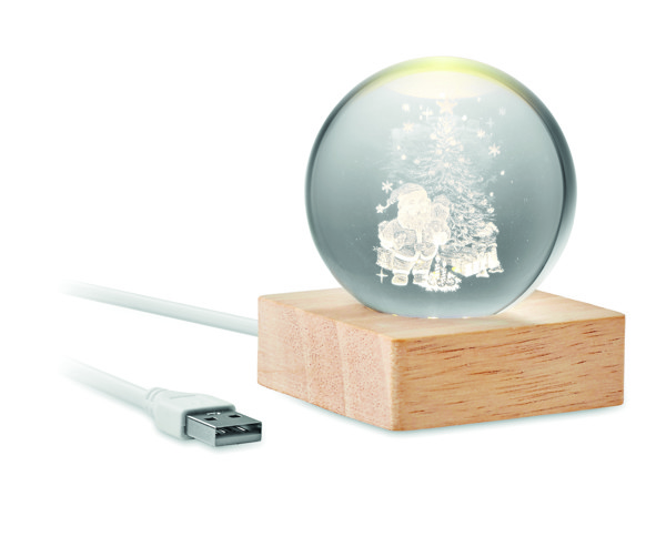 Boule de Noël verre avec LED Santa Light