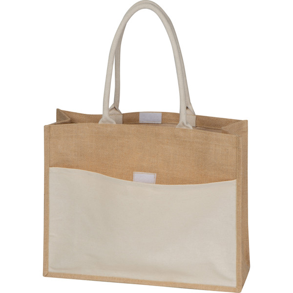 Jute bag with leader ANA - Beige