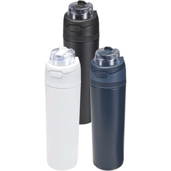 Theron 800 ml RCS recycled single wall stainless steel water bottle with dual function lid - Navy