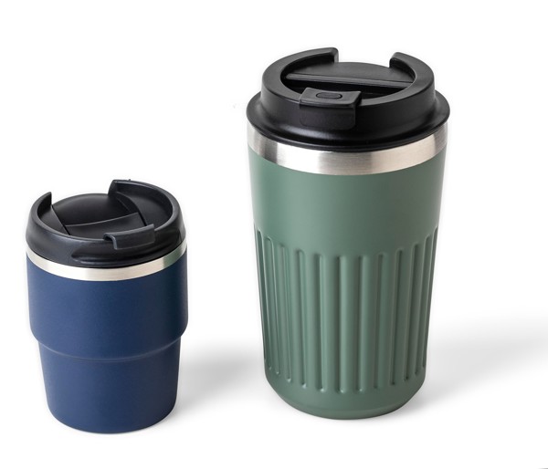￼Gerecycled roestvrijstalen dubbelwandige drinkbeker (175 ml) Oli - wit