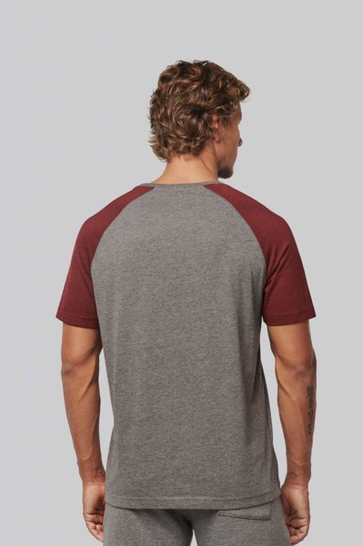 Adult Triblend Two-Tone Sports Short-Sleeved T-Shirt - Grey Heather / Sporty Royal Blue Heather / L