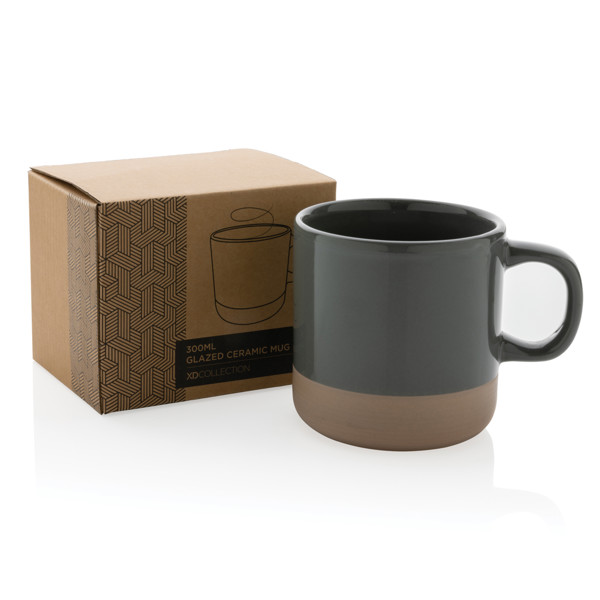Glazovaný keramický hrnček 300ml - Sivá
