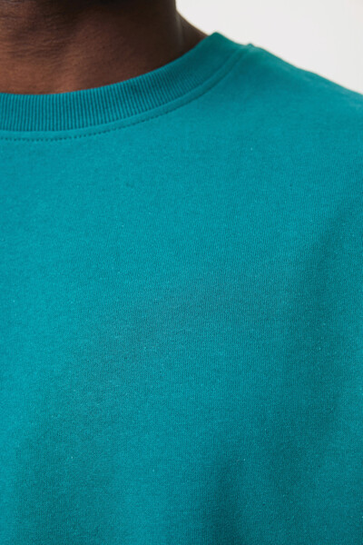 Mikina Iqoniq Kruger relaxed fit z recykl. bavlny - Verdigris / M