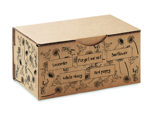 Flower growing kit, 5 seed types,paper box
