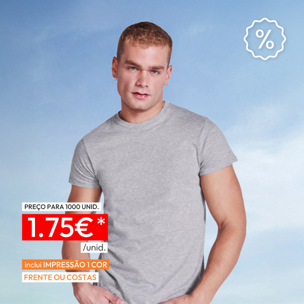 T-Shirt de Algodão Cor - Cinzento 
