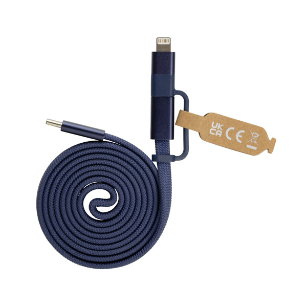 Câble magnétique 60W 2 en 1 Arc en PET RCS - Bleu