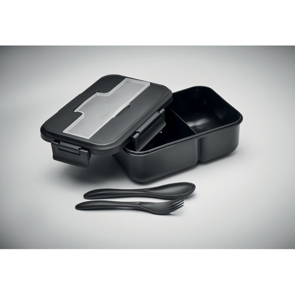 Lunch box with cutlery in PP Makan - Black