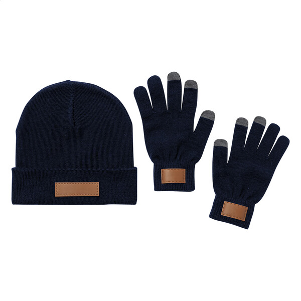 Set bonnet et gants Pashen - Bleu Foncé