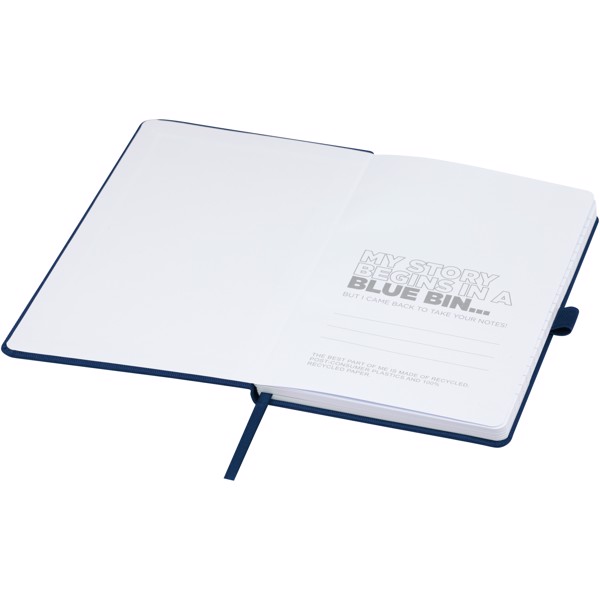 Caderno A5 de papel reciclado com capa RPET "Honua" - Azul marinho