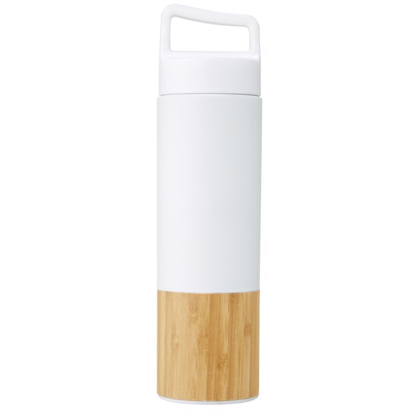 Garrafa de 540 ml de cobre isolada a vácuo em aço inoxidável com parede exterior de bambu "Torne" - Branco