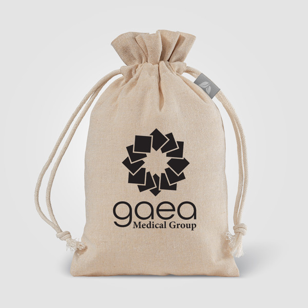 Small 4 oz. Recycled Cotton Gift Bag - Natural / Heat transfer