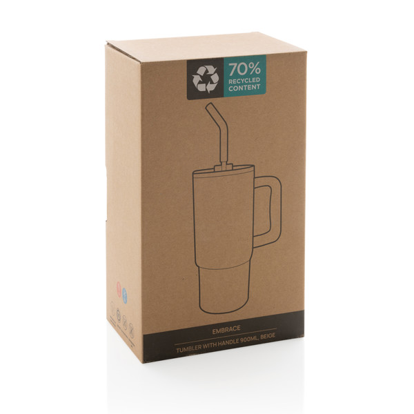 Mug 900ml en acier inoxydable recyclé Embrace RCS - Beige