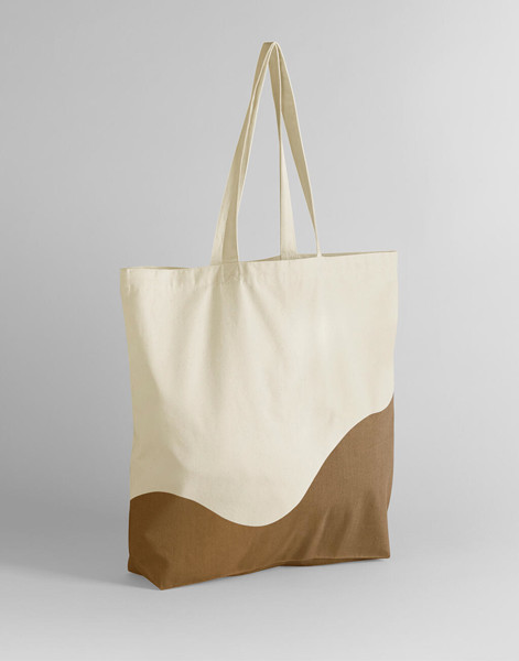 Organic Cotton Wave Print Maxi Tote - Natural / Black / ONE SIZE