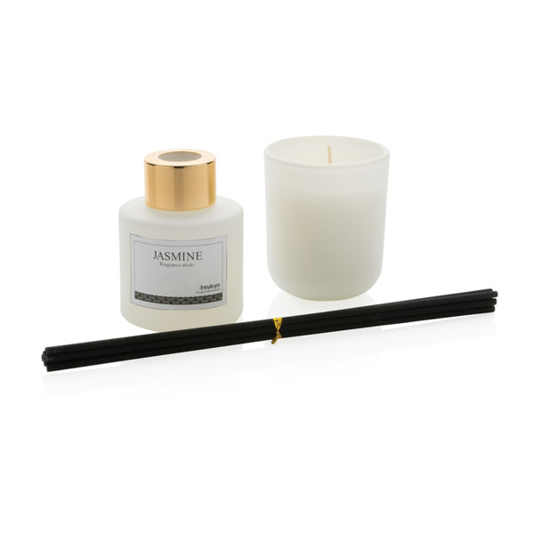 Ukiyo gift set, soy candle, 10h burn time - White