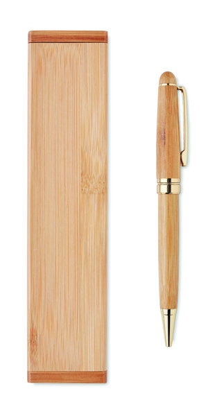 Etna bamboo twist pen, gift box, blue ink