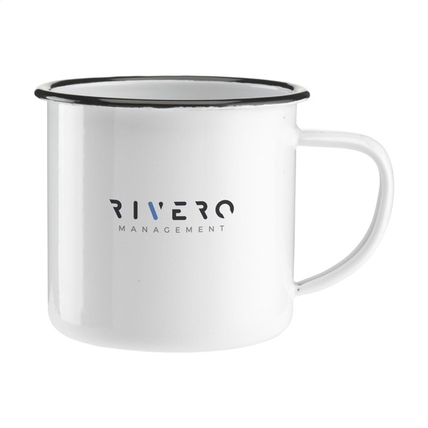Retro Mug Émail 350 ml - blanc/noir