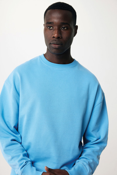 Sweater à col rond en coton recyclé Iqoniq Kruger - Tranquil Blue / XXS